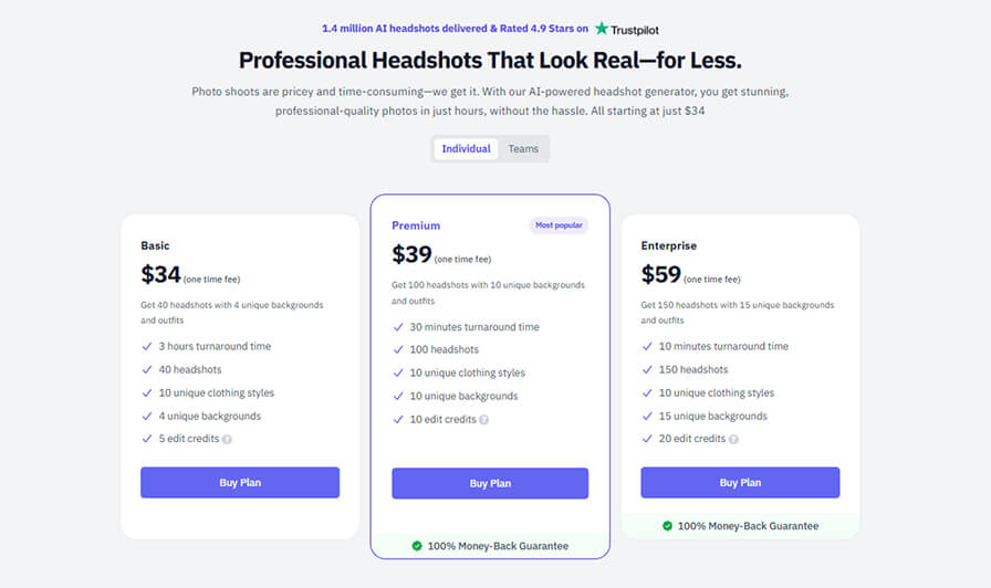 Headshot Photo Plans