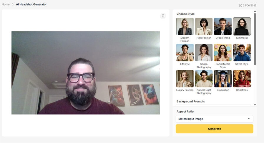 Upload photo and Choose Style